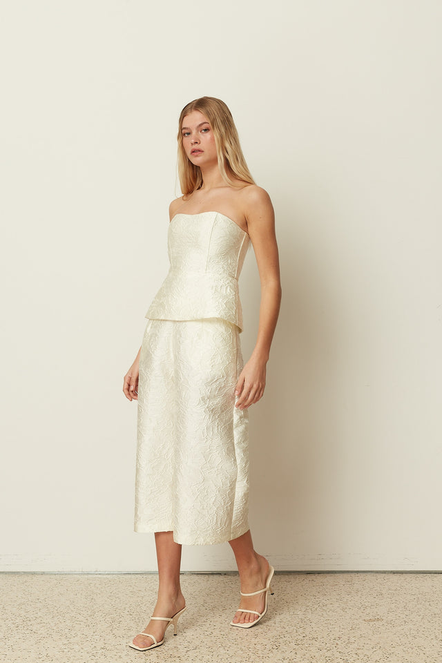 WHITE TEXTURED BUSTIER