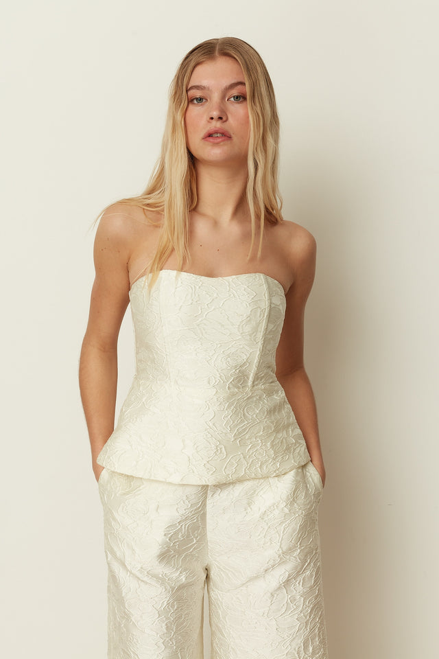 WHITE TEXTURED BUSTIER