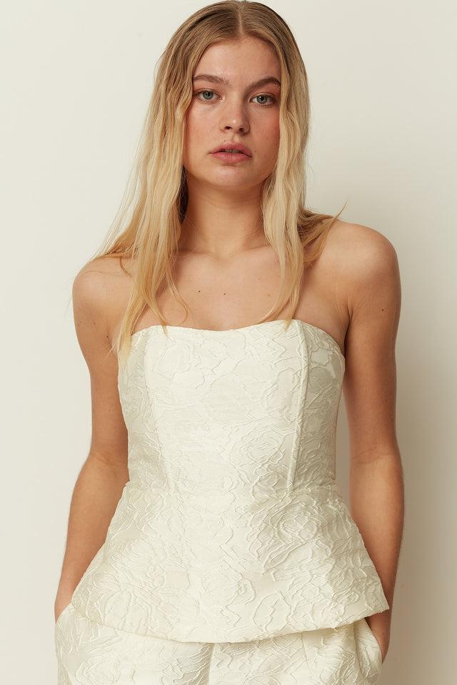 WHITE TEXTURED BUSTIER