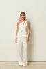 WHITE ASYMMETRICAL CUT-OUT TAILORED VEST