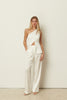 WHITE SATIN TAILORED PANTS