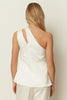 WHITE ASYMMETRICAL CUT-OUT TAILORED VEST