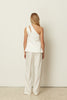 WHITE SATIN TAILORED PANTS