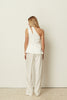 WHITE ASYMMETRICAL CUT-OUT TAILORED VEST