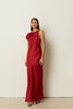 RED ASYMMETRICAL SATIN DRESS