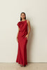 RED ASYMMETRICAL SATIN DRESS