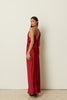 RED ASYMMETRICAL SATIN DRESS