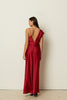 RED ASYMMETRICAL SATIN DRESS