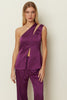 PURPLE ASYMMETRICAL CUT-OUT TAILORED VEST