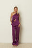 PURPLE SATIN TAILORED PANTS