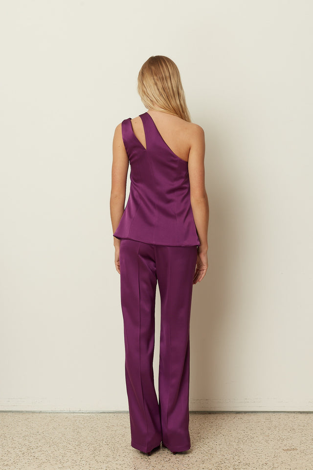 PURPLE ASYMMETRICAL CUT-OUT TAILORED VEST