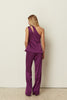 PURPLE SATIN TAILORED PANTS