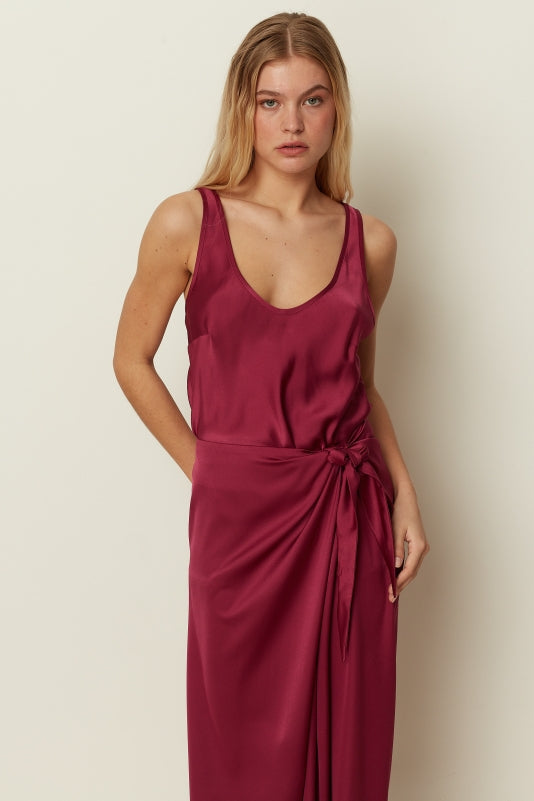 CHERRY COTTON SATIN TOP