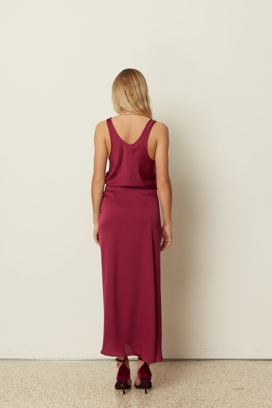 CHERRY COTTON SATIN TOP