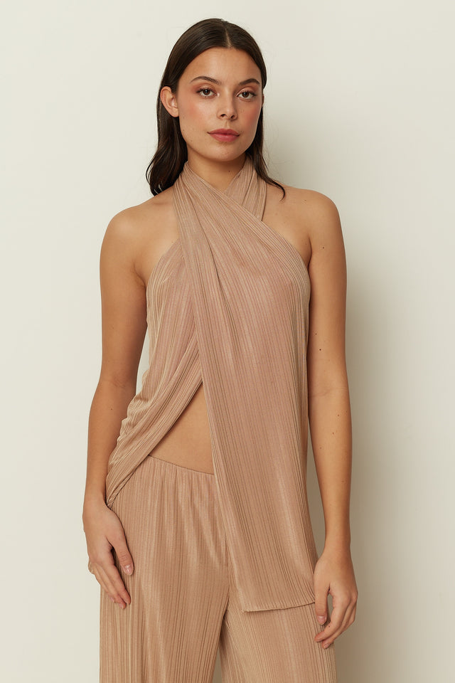BEIGE JERSEY BLOUSE