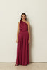 CHERRY SATIN WIDE-LEG PANTS