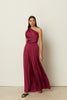 CHERRY SATIN ONE-SHOULDER TOP