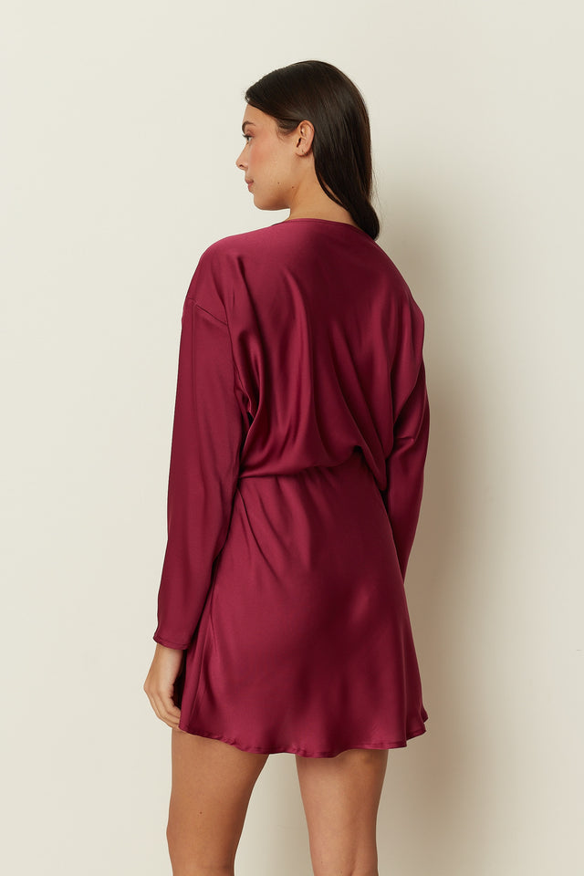 CHERRY SATIN MINI SKIRT