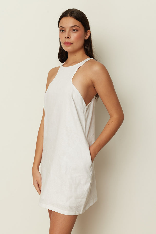 WHITE LINEN DRESS