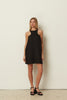 BLACK LINEN MINI DRESS