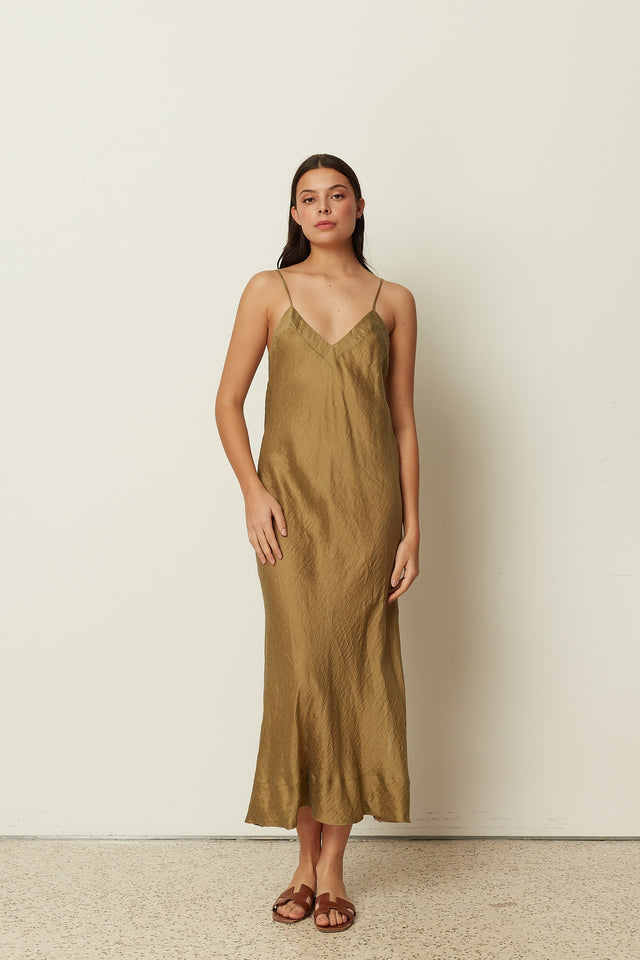 OLIVE SHEER LINGERIE DRESS