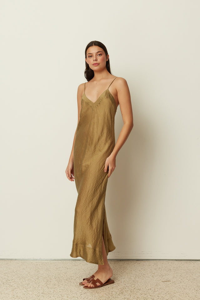 OLIVE SHEER LINGERIE DRESS