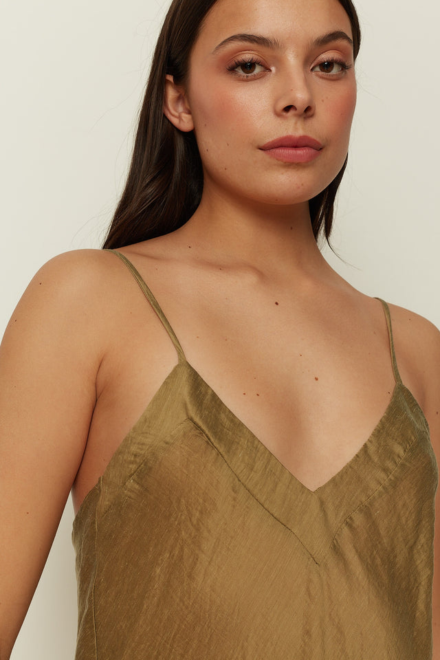 OLIVE SHEER LINGERIE DRESS