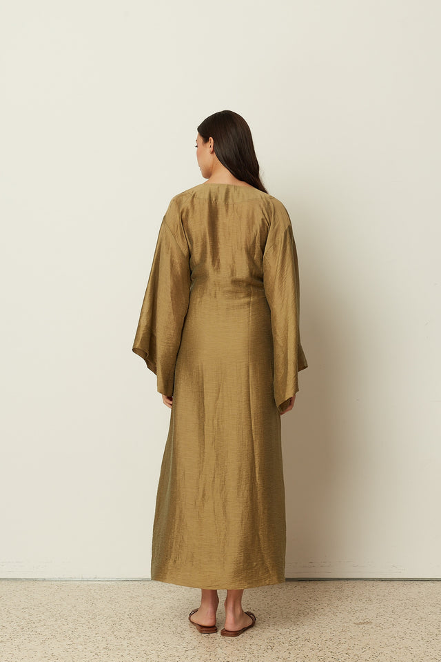 OLIVE SHEER LONG KIMONO