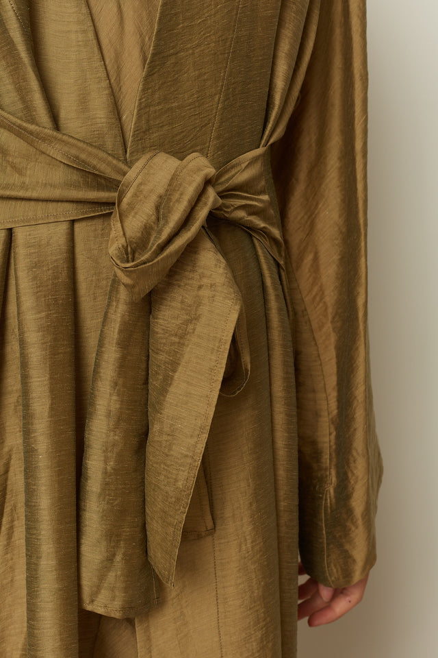 OLIVE SHEER LONG KIMONO