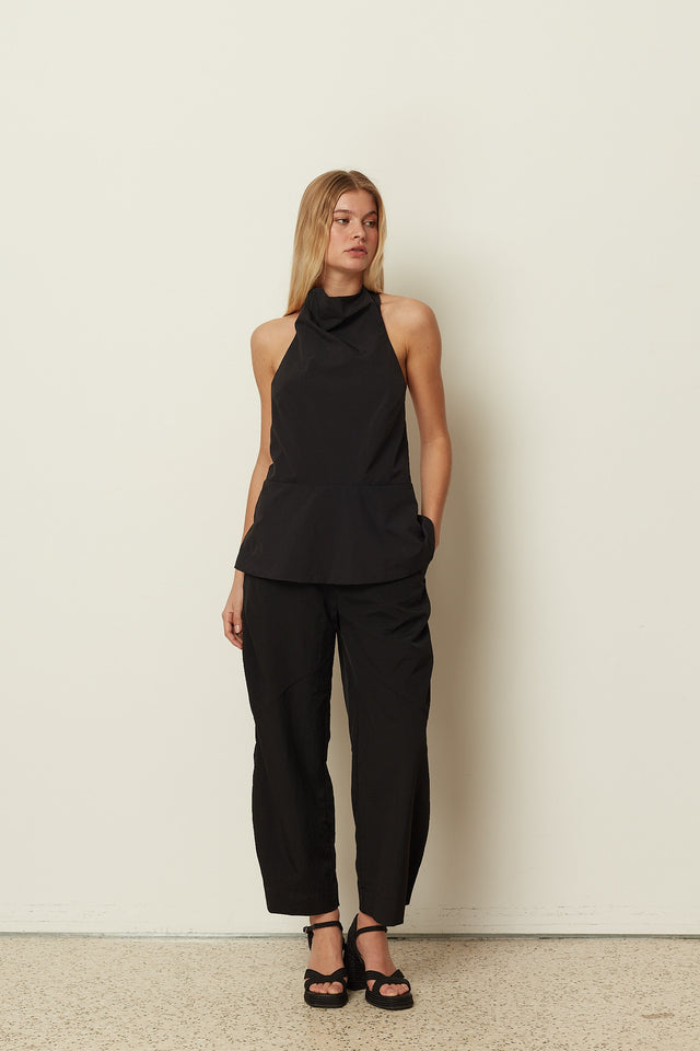 BLACK HIGH WAIST CARGO PANTS