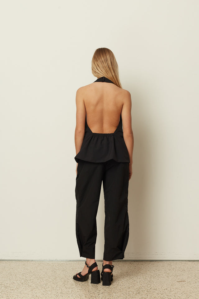 BLACK HIGH WAIST CARGO PANTS