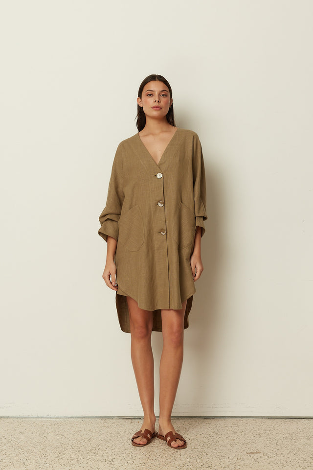 OLIVE OVERSIZED KIMONO SHIRT