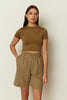 KHAKI FITTED T-SHIRT