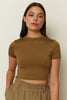 KHAKI FITTED T-SHIRT