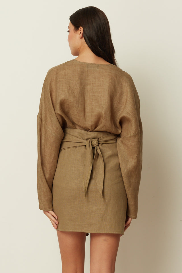 KHAKI KIMONO BLOUSE