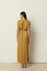 OLIVE SATIN RUFFLED WRAP DRESS