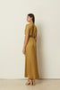 OLIVE SATIN RUFFLED WRAP DRESS