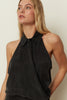 BLACK WRAP COLLAR MINI DRESS