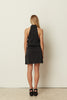 BLACK WRAP COLLAR MINI DRESS