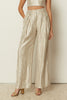 VANILLA METALLIC PLEATED WIDE LEG PANTS