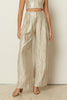 VANILLA METALLIC PLEATED WIDE LEG PANTS