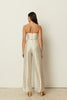 VANILLA METALLIC PLEATED WIDE LEG PANTS