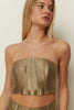KHAKI METALLIC PLEATED BUSTIER