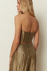KHAKI METALLIC PLEATED BUSTIER