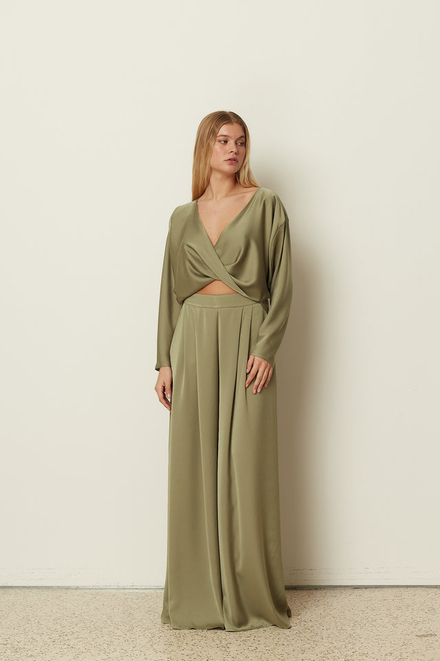 KHAKI TWISTED BLOUSE