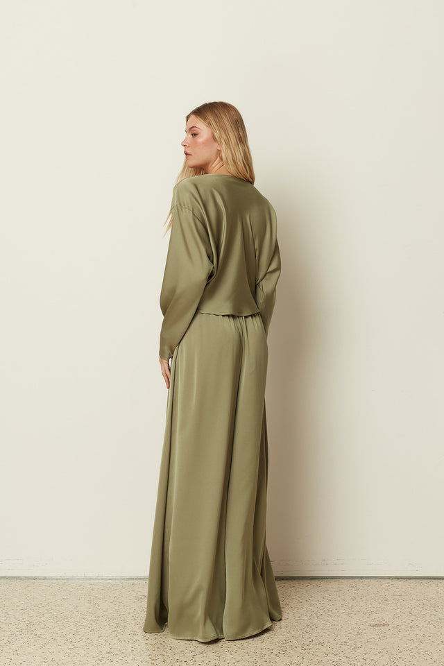 KHAKI TWISTED BLOUSE