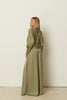 KHAKI SATIN WIDE-LEG PANTS