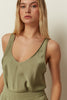 KHAKI COTTON SATIN TOP