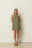 KHAKI LINEN MINI DRESS