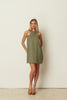KHAKI LINEN MINI DRESS